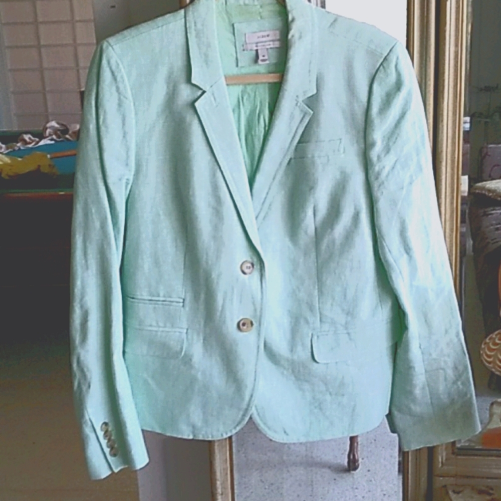 J Crew Linen Seafood green dress Jacket